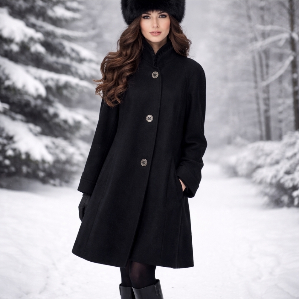 Vintage Elegant Black Pea Coat